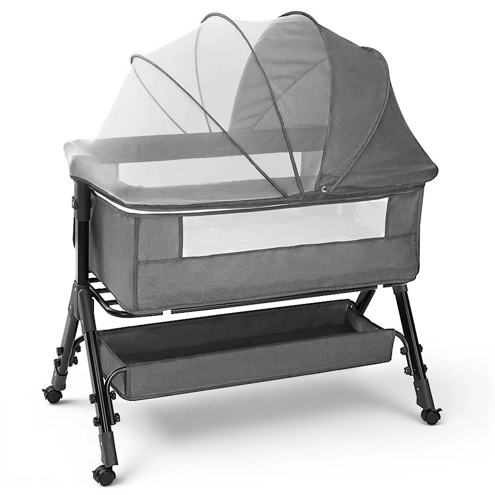 Portable Baby Bassinet Bedside Crib With Mesh Window