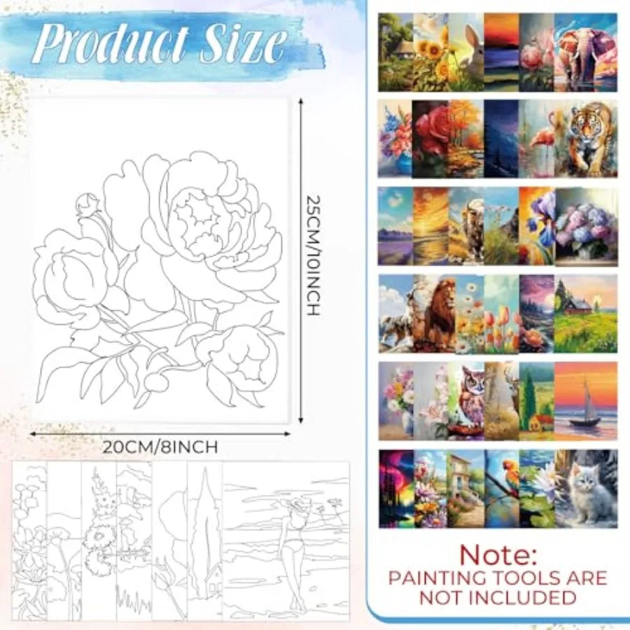 36 Pcs 8 x 10 Inch Pre Drawn Canvas for Painting Afro Queen Pre Stretched Canvas Painting for Adult Sip and Paint Party Supplie