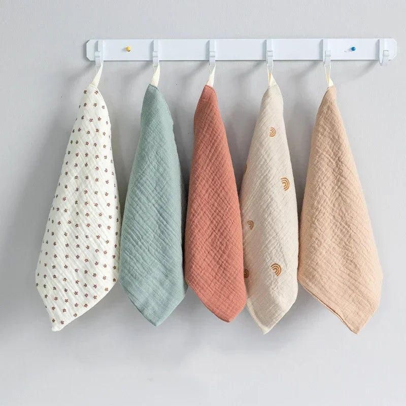5Pcs Set Cotton Gauze Handkerchief Towels For Kids Soft Absorbent