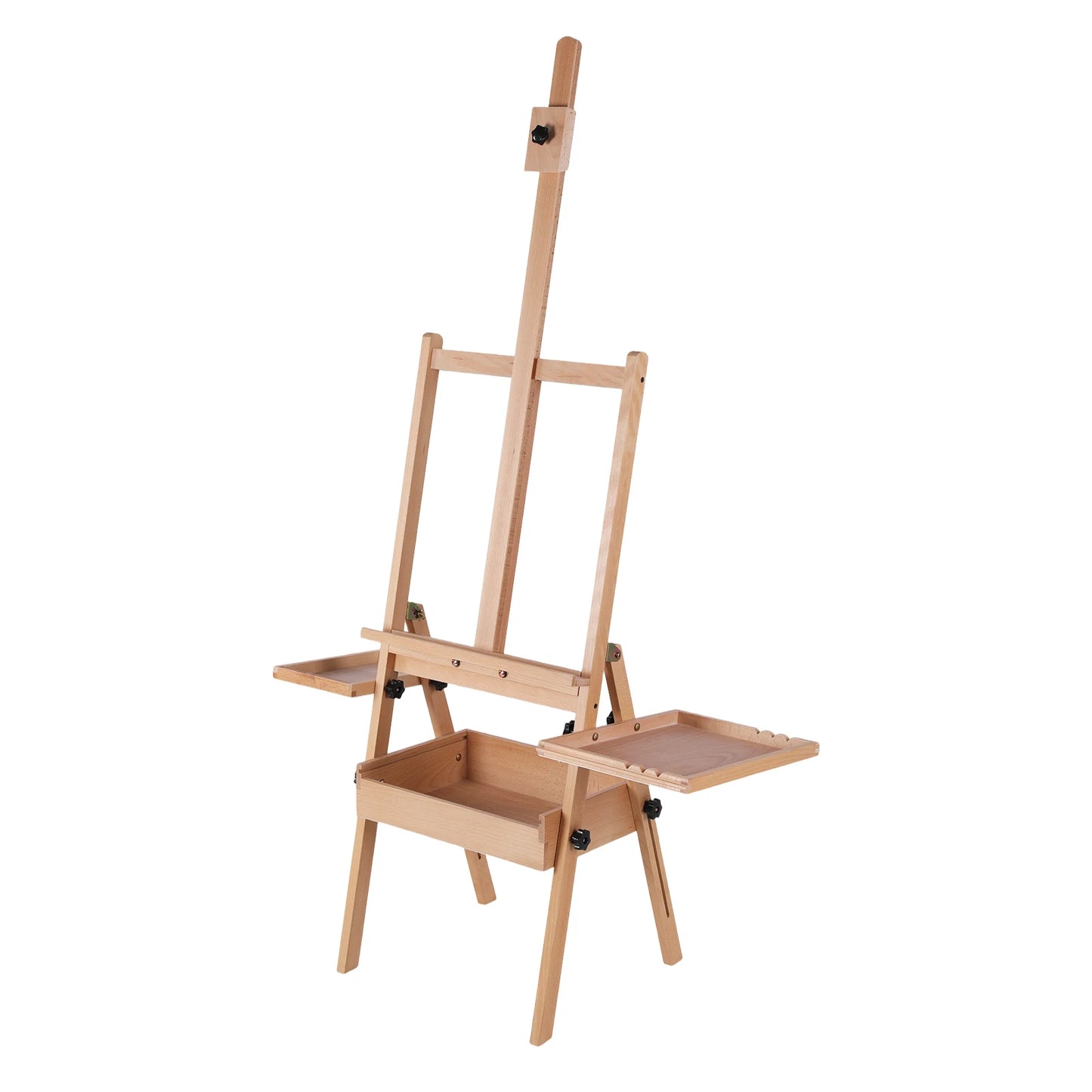 Large Wood H-Frame Easel W/ Storage Tray Adjustable Artist Easel Stand with Artist Storage Drawer for Painting and Display