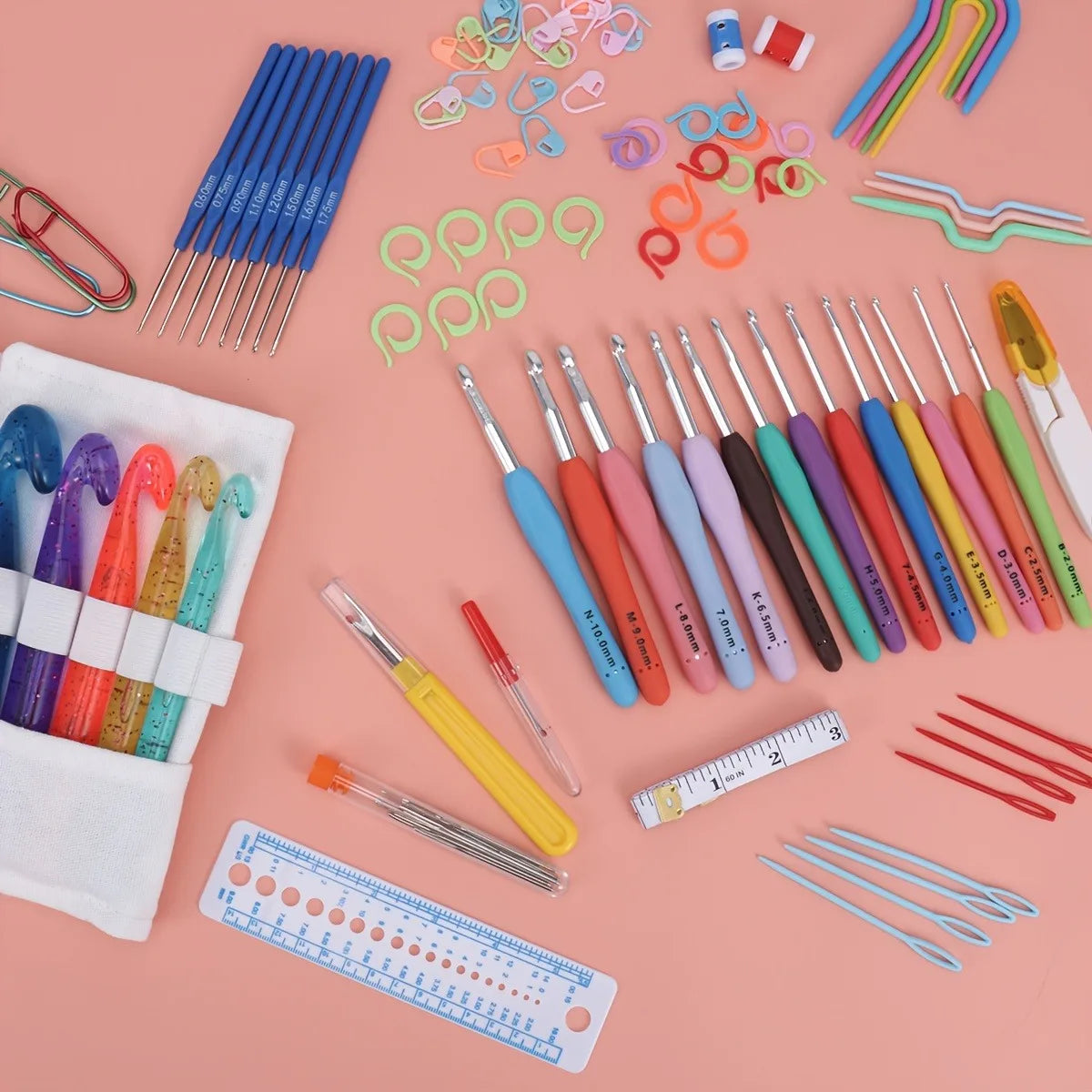 118pcs Crochet Hooks Sets, Ergonomic Crochet Hooks Kits with Storage Bag and Crochets Needle Accessories, DIY Crochets Needles Kit for Beginners and Experienced Crochet Hook Lovers