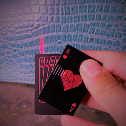Metal Poker Card Shaped Lighter with Cash Detector Light Windproof Decompression Portable Turbine Torch Lighter for Men's Gift