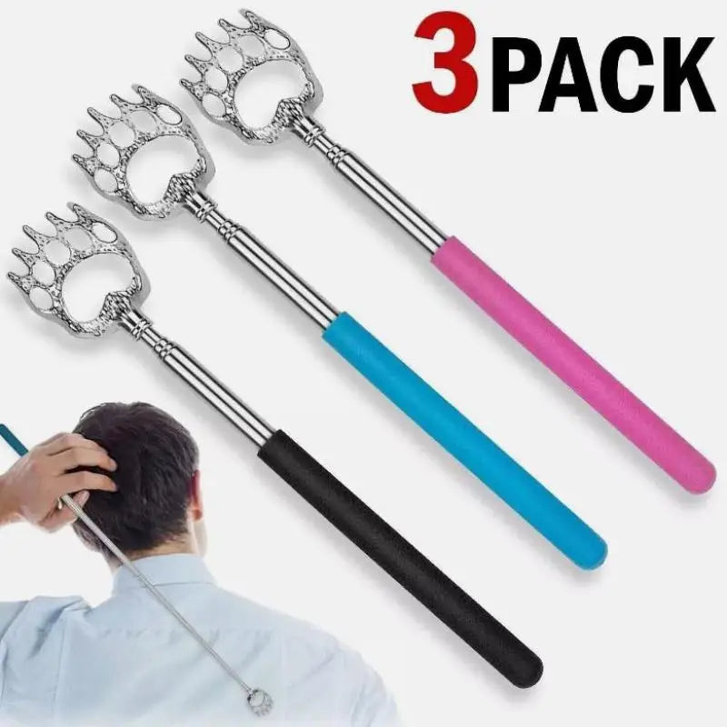3pcs Extendable Back Scratcher Portable Telescoping 304 Stainless Steel Back Scratchers Hand Massager