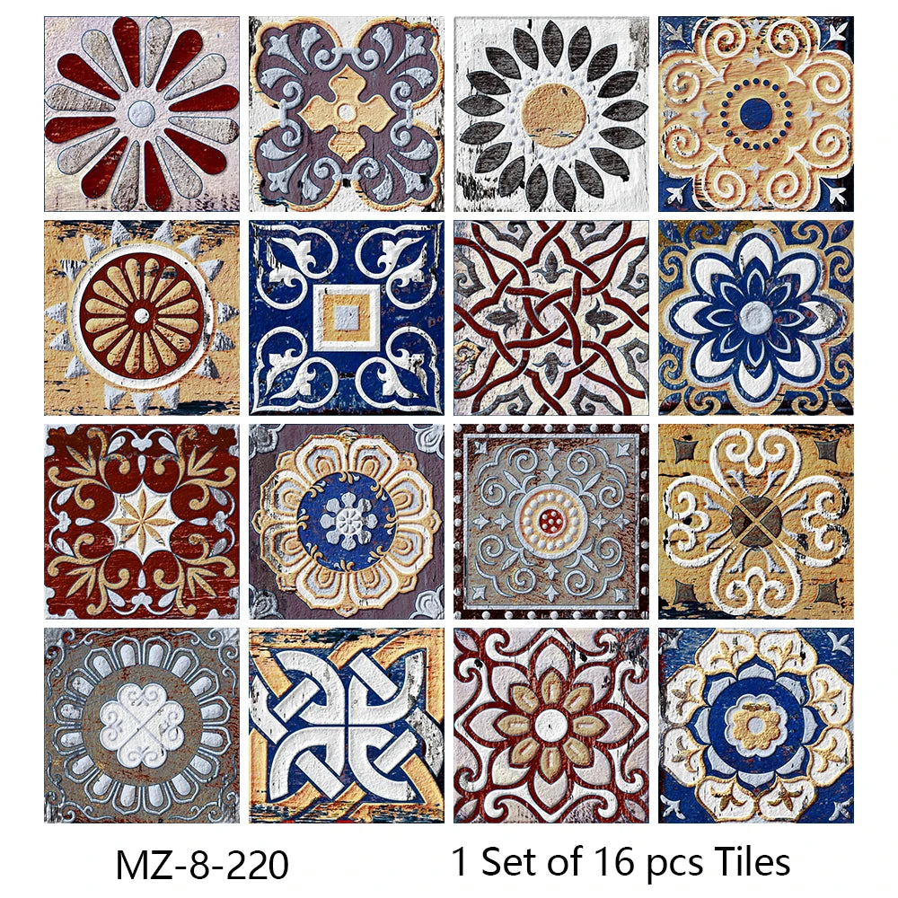 Matte Waterproof Tile Wall Stickers Set For Kitchen Bathroom PVC