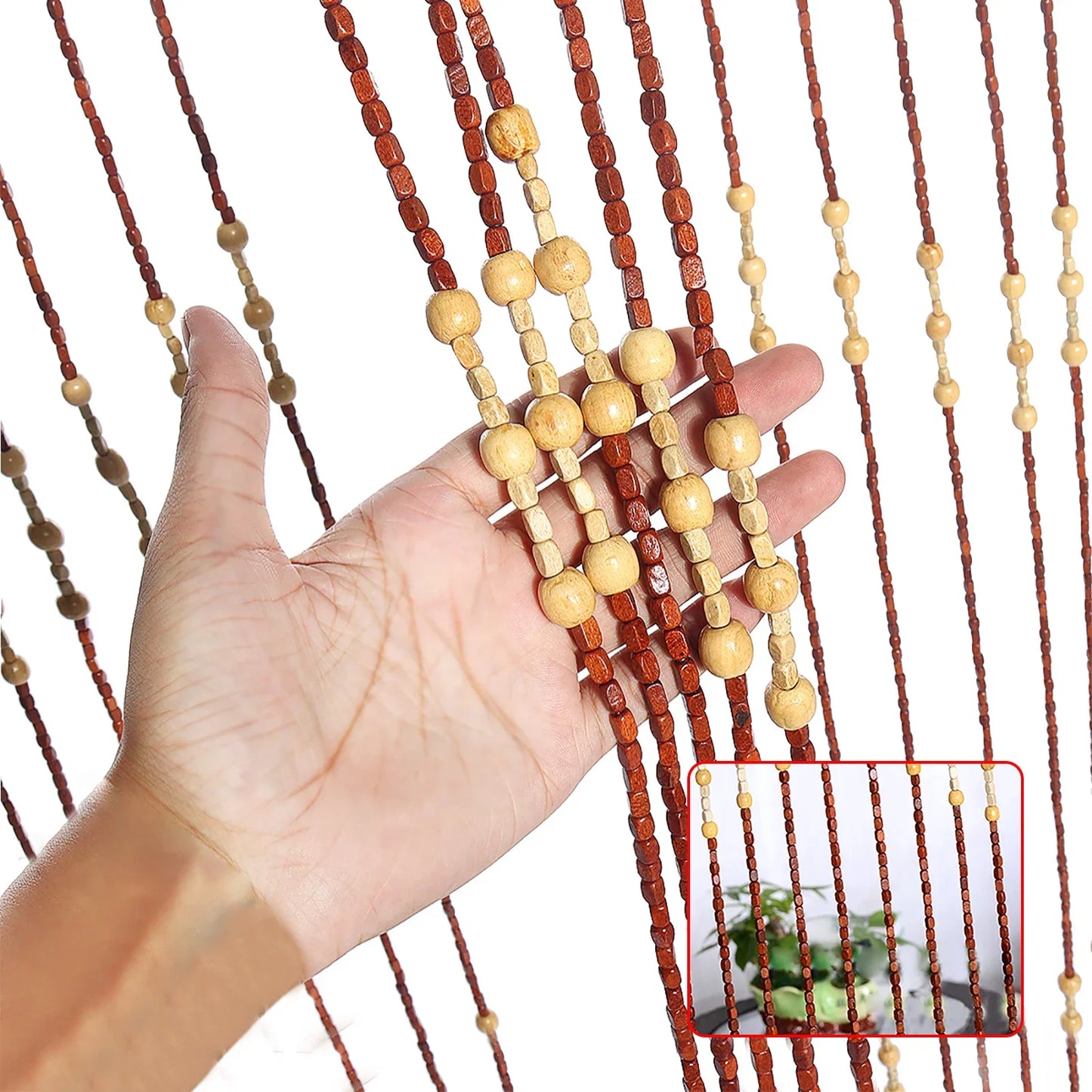 90x175CM 27 Lines Door Curtain Wooden Bead Curtain With Jagged Pattern Fly Screen Gate Divider Sheer For Home Accessories
