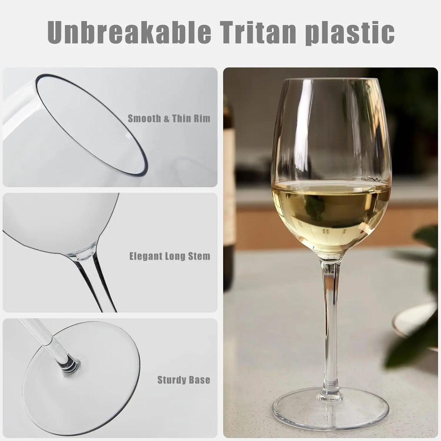 Tritan Unbreakable Pool Floating Stemmed Wine Glasses
