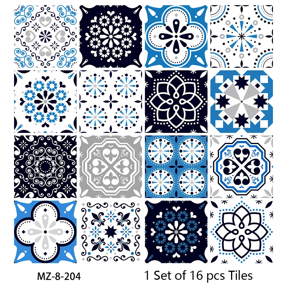 Matte Waterproof Tile Wall Stickers Set For Kitchen Bathroom PVC