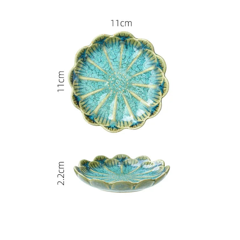 Japanese Ceramic Plate Kiln Glaze Soy Sauce Dish for Sashimi