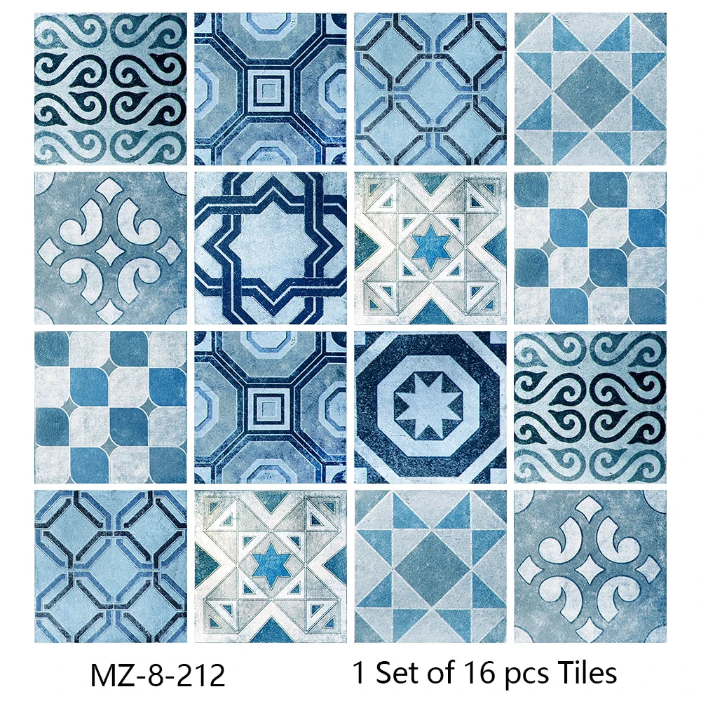 Matte Waterproof Tile Wall Stickers Set For Kitchen Bathroom PVC