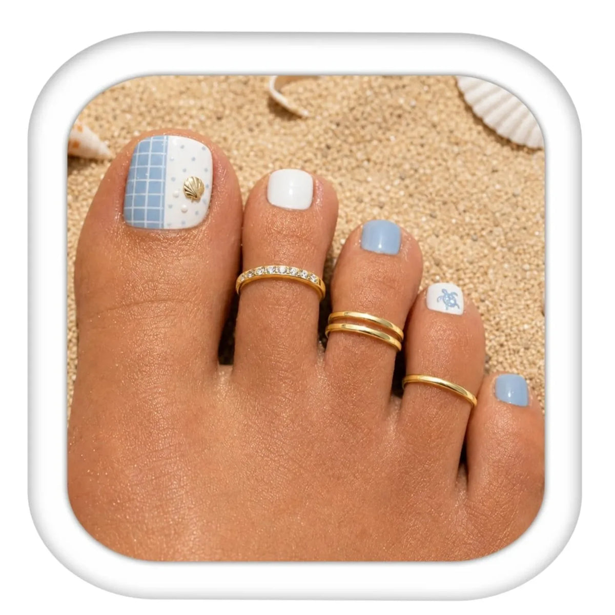 Adjustable 14K Gold Plated Toe Ring Set Featuring Cubic Zirconia