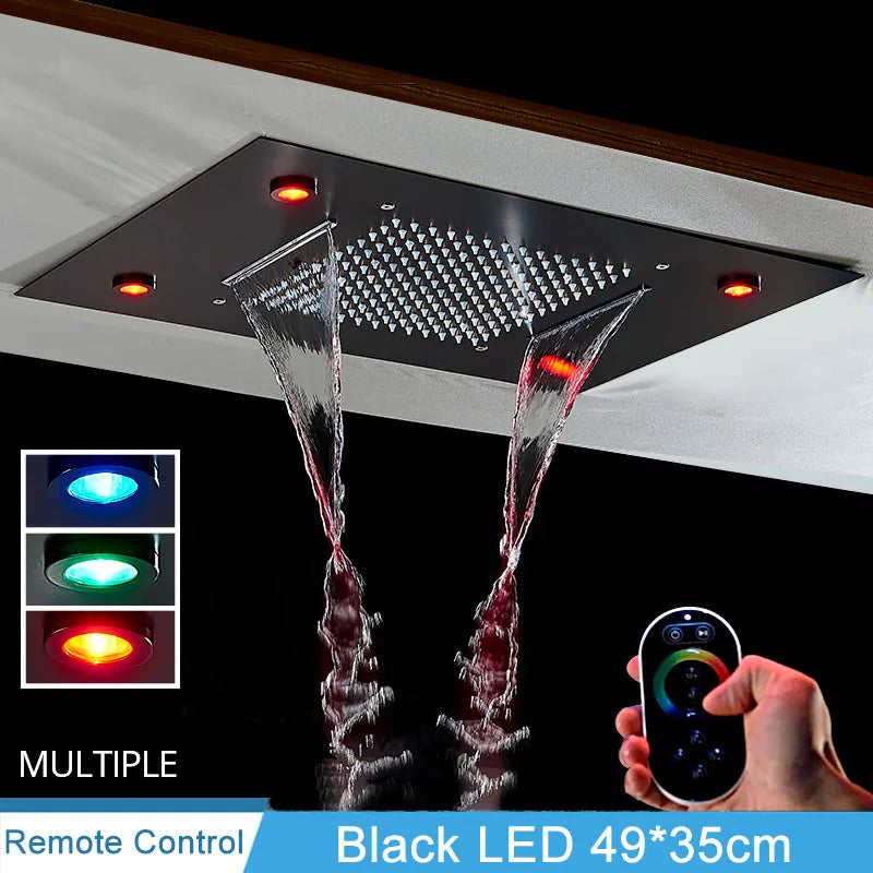 Shinesia LED Square Rainfall Showerhead With Stainless Steel Housing