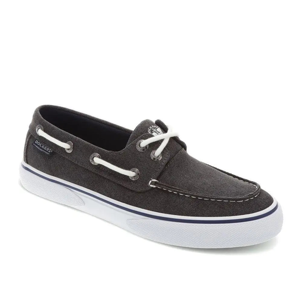 Dockers Men's Leather and Canvas Slip-On Boat Shoes Slip-Resistant Casual Footwear for Everyday Wear