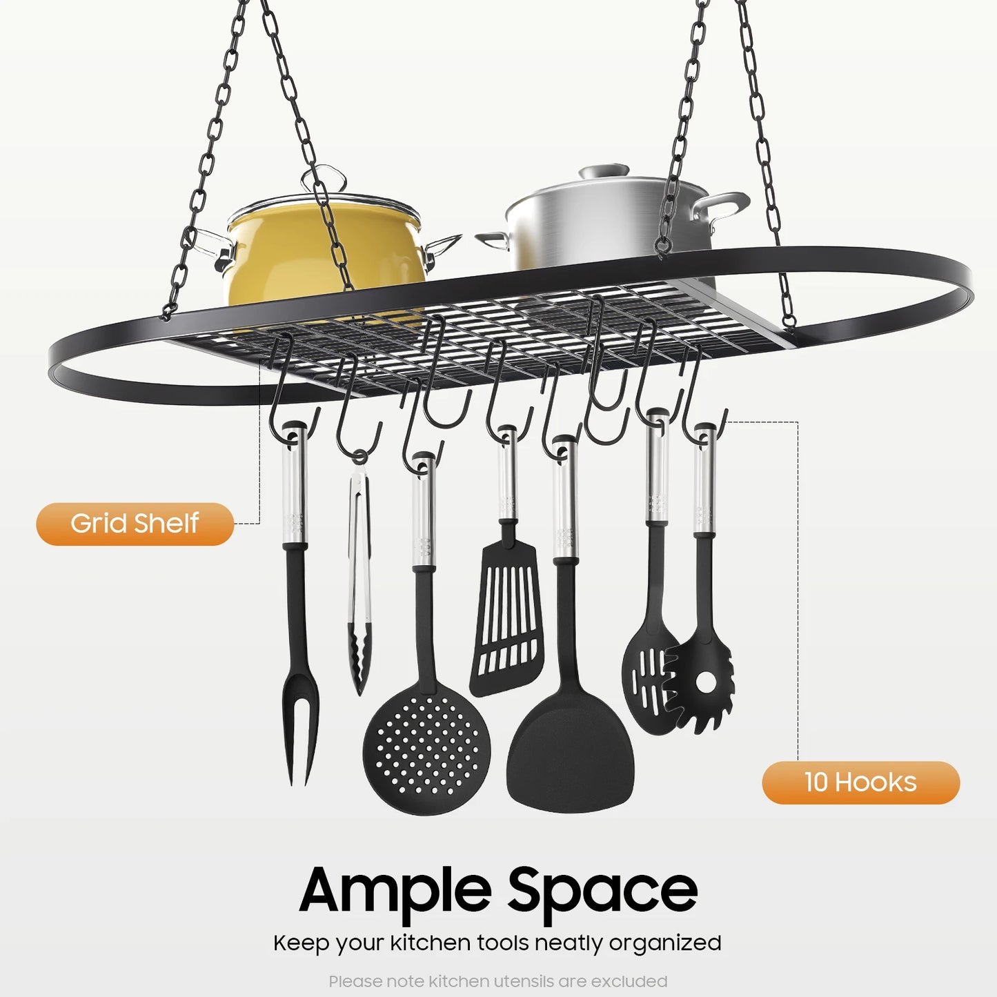 Universal Stainless Steel Ceiling Mounted Pot And Pan Rack