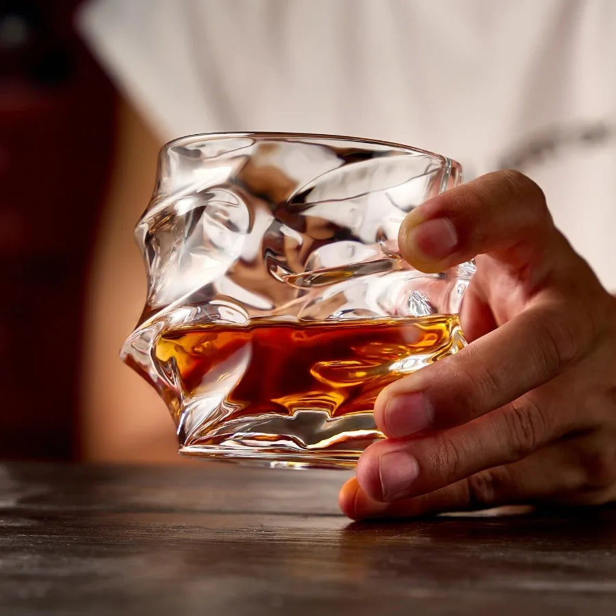 Hand Blown Crystal Whiskey Glasses Set of 4 Scotch Bourbon
