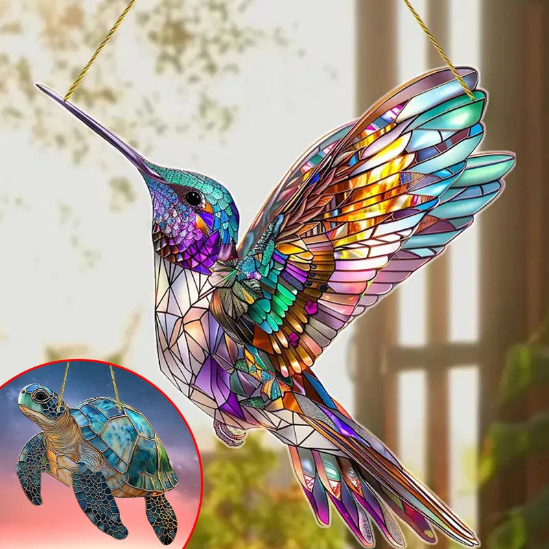 Hummingbird Sun Catcher Acrylic Stained Glass Window Decor All Seasons