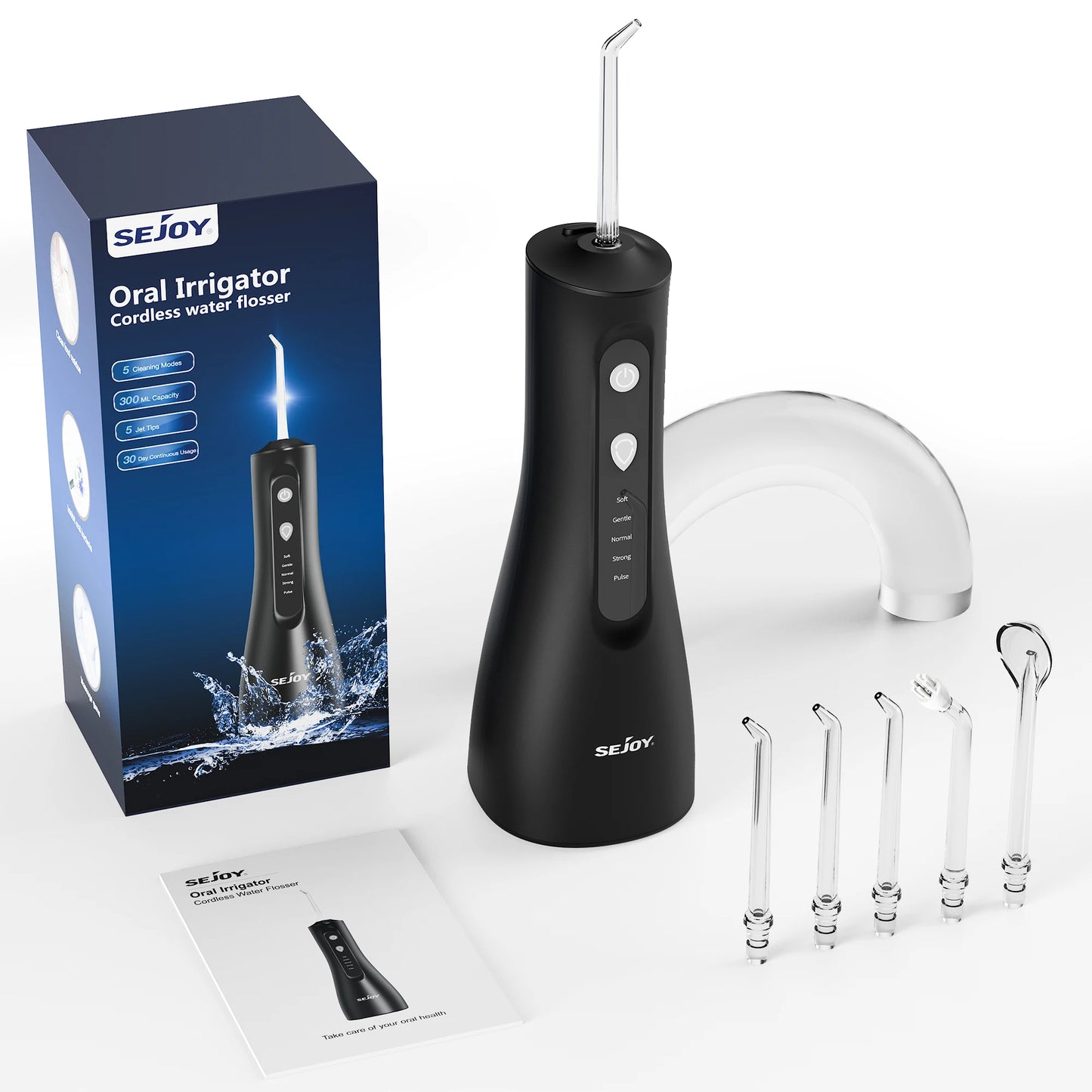 SEJOY Water Flosser Professional For Teeth, Gums, Braces, Dental Care, Electric Power With 5 Settings, 5 Tips For Home Travel
