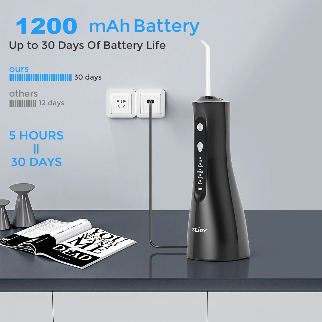 SEJOY Water Flosser Professional For Teeth, Gums, Braces, Dental Care, Electric Power With 5 Settings, 5 Tips For Home Travel