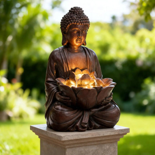 Buddha Outdoor Zen Garden Water Fountain With LED Lights
