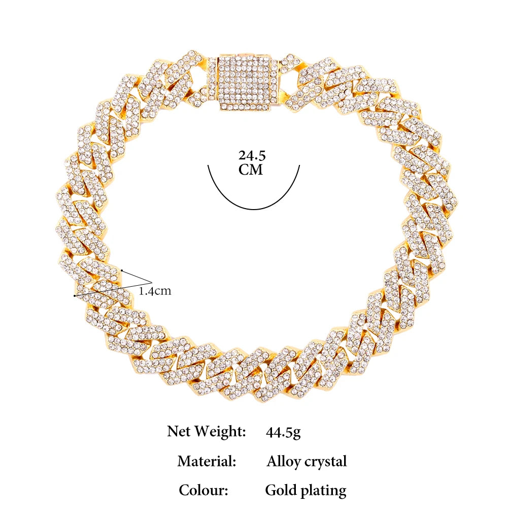 Hip Hop Iced Out Prong CubanChain Anklet For Women
