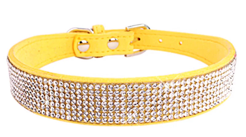 Adjustable Rhinestone Dog Collar Featuring Soft Velvet Microfiber