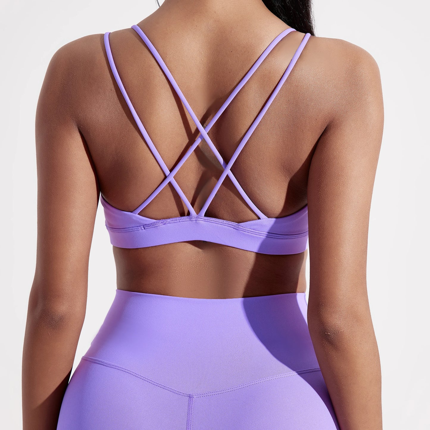 Solid Color Cross Fitness Bra Soft High Strength Women Tight Sport Top Comprehensive Training Gym Yoga Underwear With Chest Pad