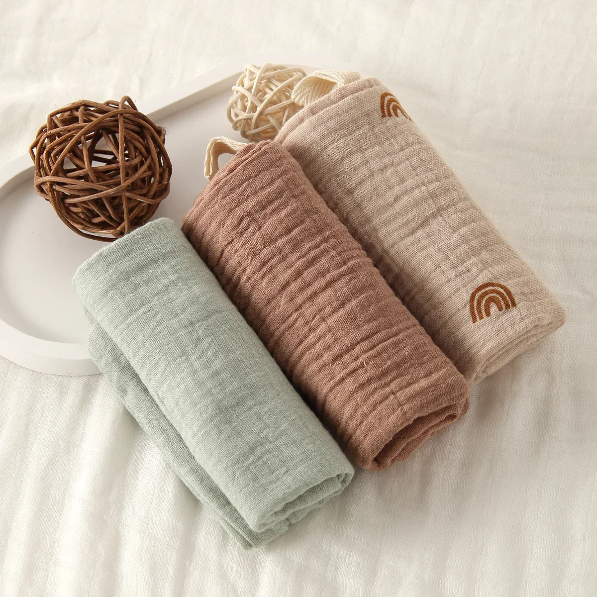 5Pcs Set Cotton Gauze Handkerchief Towels For Kids Soft Absorbent