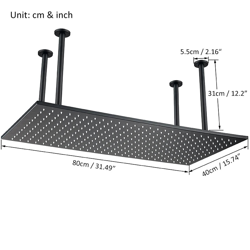 Shinesia LED Square Rainfall Showerhead With Stainless Steel Housing