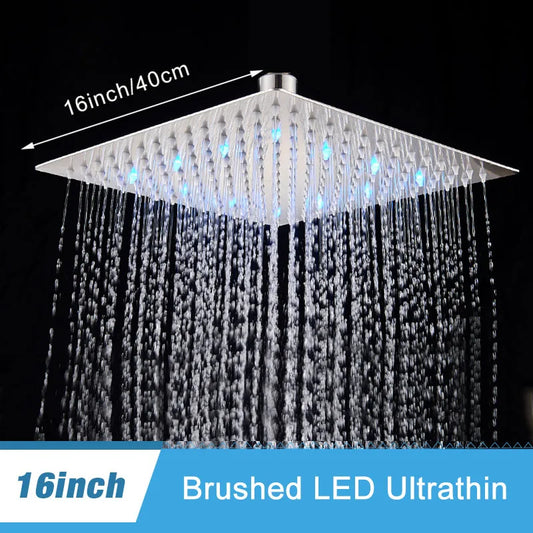 Shinesia LED Square Rainfall Showerhead With Stainless Steel Housing