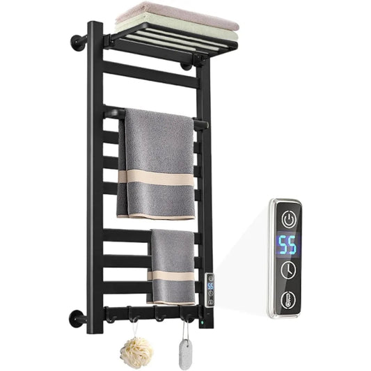Wall Mounted Multi-Level Towel Warmer With Shelf And Timer