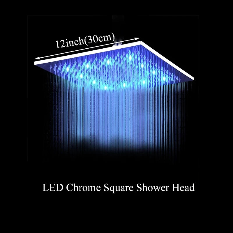 Shinesia LED Square Rainfall Showerhead With Stainless Steel Housing