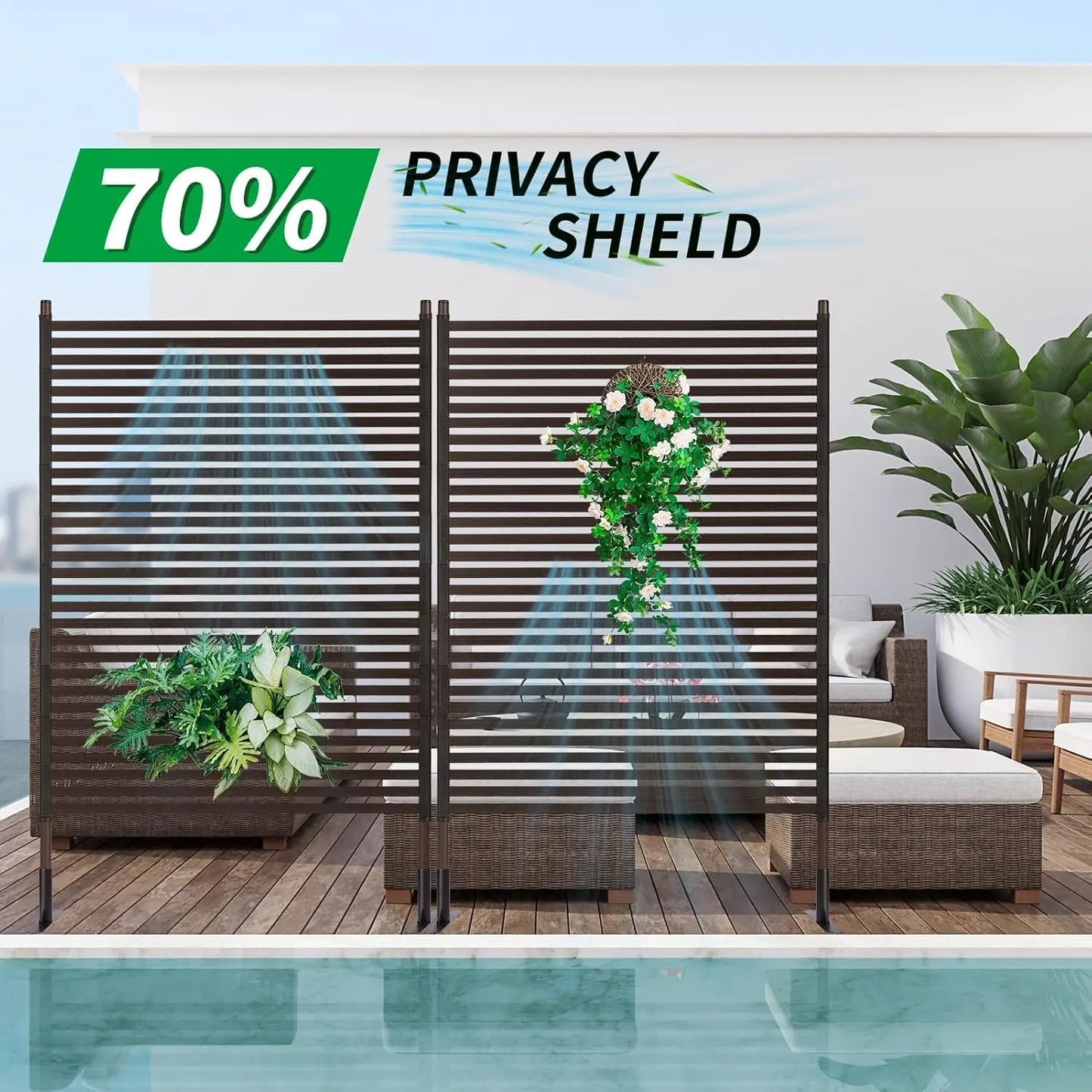 Metal Outdoor Privacy Screen With Stand For Patio Or Garden