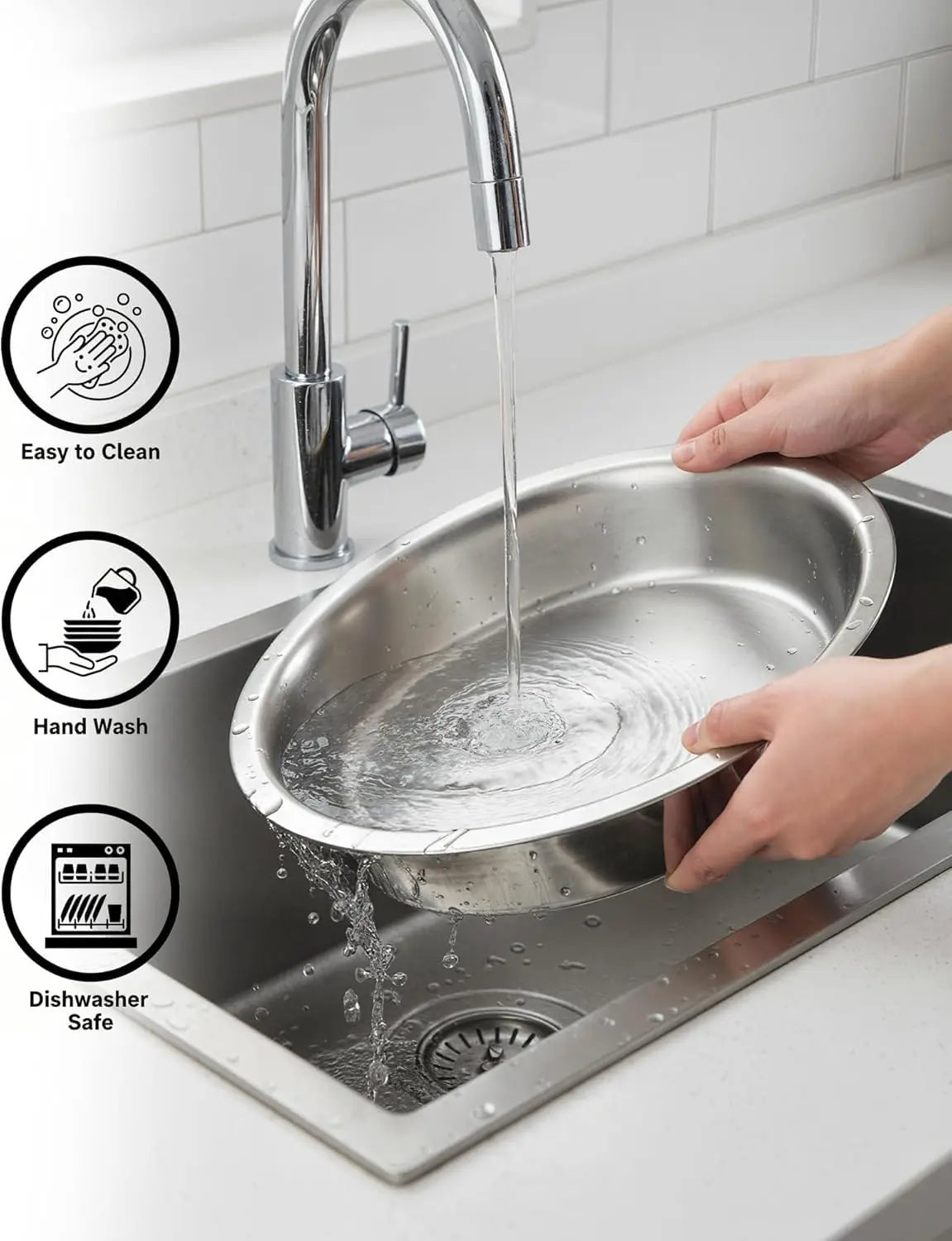 HiMISS Round Chafing Dish Warmer Stainless Steel Buffet Server Lid