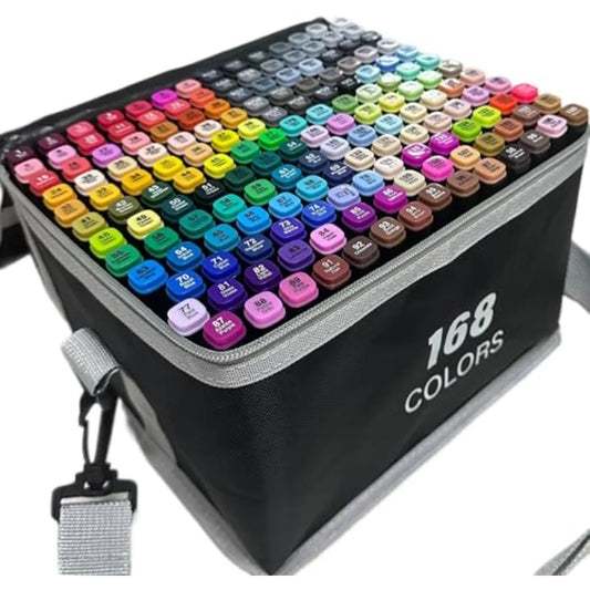 Color Dual-Tip Markers Set with Shoulder Bag - Art Markers for Coloring, Drawing and Sketching -Gift for,Teens, Artists