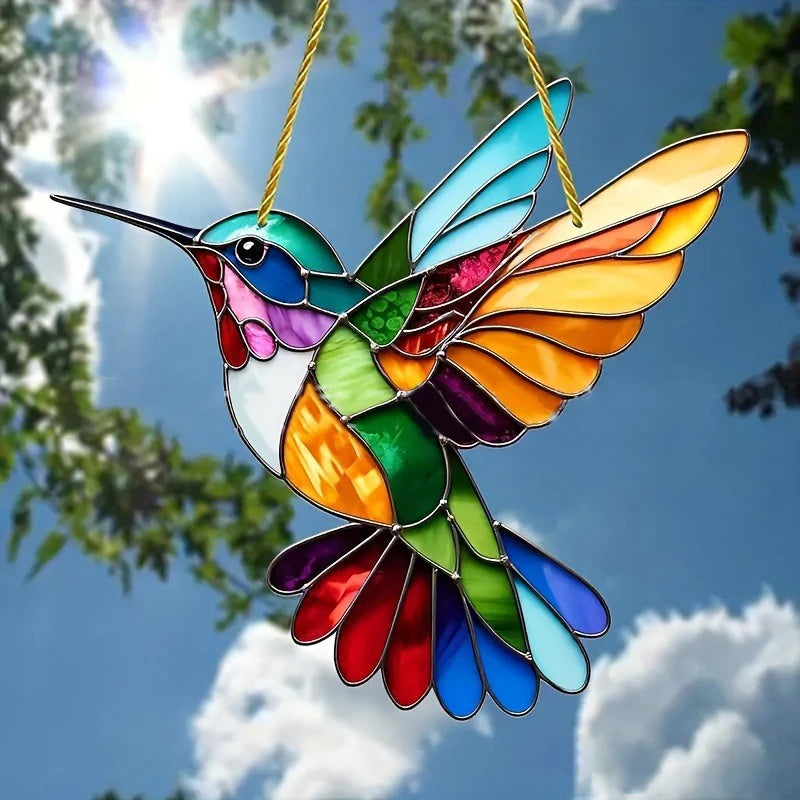 Hummingbird Sun Catcher Acrylic Stained Glass Window Decor All Seasons
