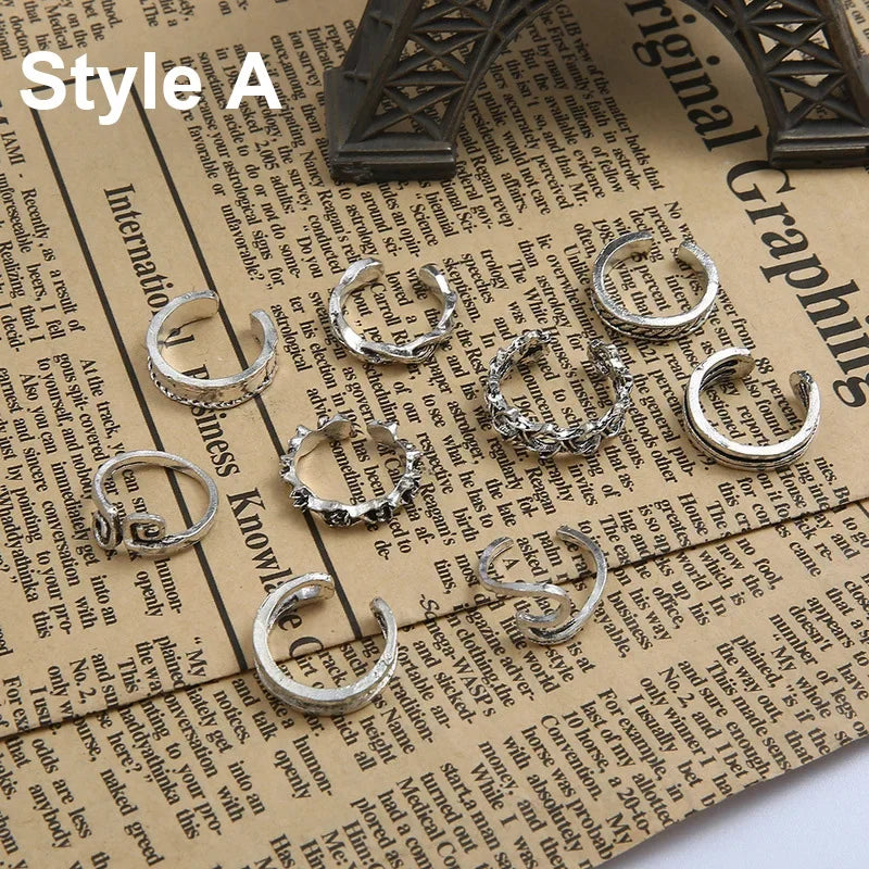 Adjustable Stainless Steel Toe Rings Wave Pattern Foot Jewelry Set