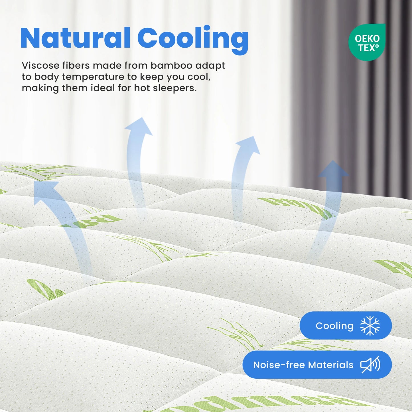 MCQ 400g Bamboo Viscose Mattress Topper Ultra Soft Pillow Top Mattress Pad with Stretchable Pockets Breathable Cooling Topper