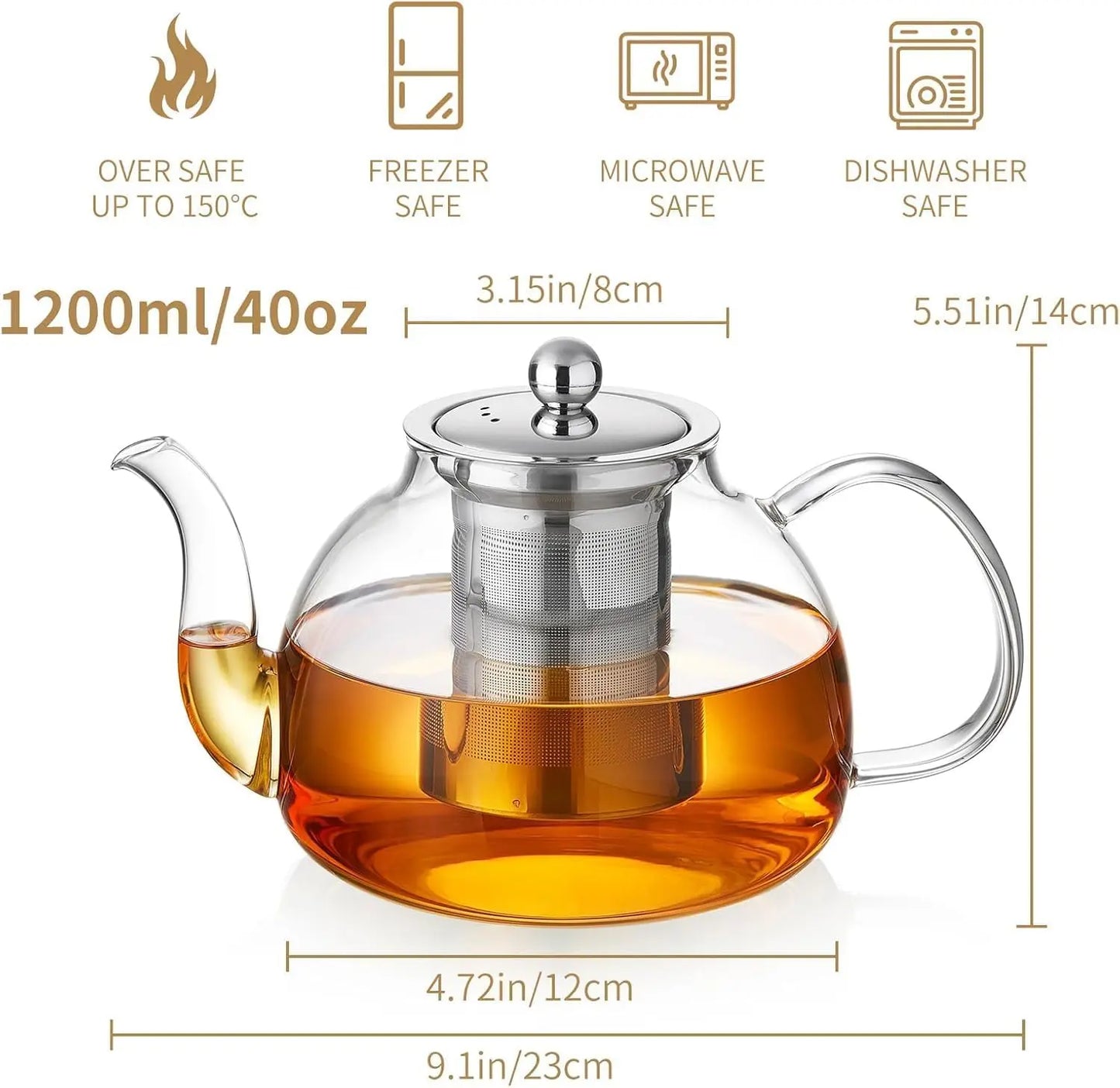 Twenty Four Pack Glass Teapot Infuser Kettle Borosilicate