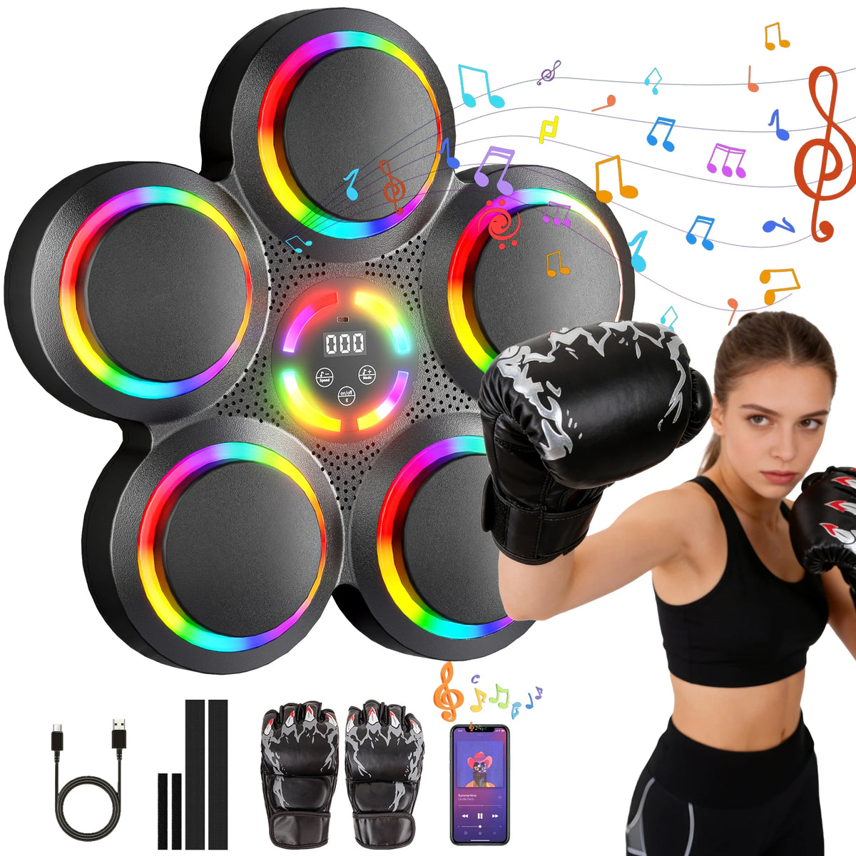 GKHMNEW Smart Music Boxing Machine With Gloves For Home Fitness