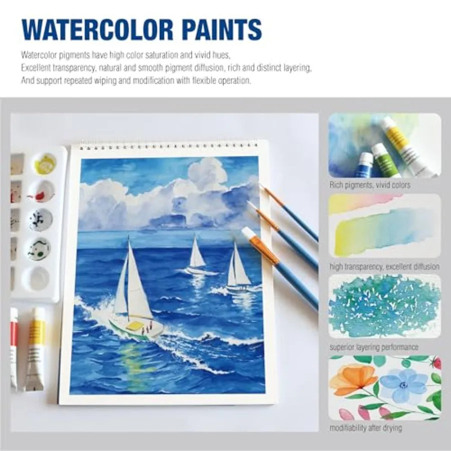 Mixed Media Art Set, 55 Pack Painting Supplies Kit with Tabletop Sketch Box Easel and Various Accessories, Complete Painting Se