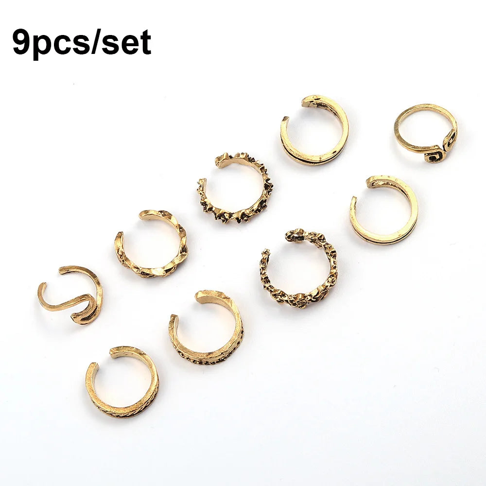 Adjustable Stainless Steel Toe Rings Wave Pattern Foot Jewelry Set