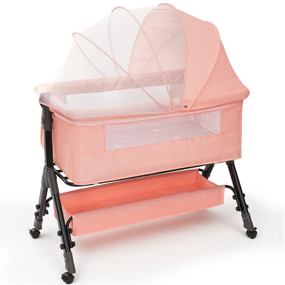 Portable Baby Bassinet Bedside Crib With Mesh Window
