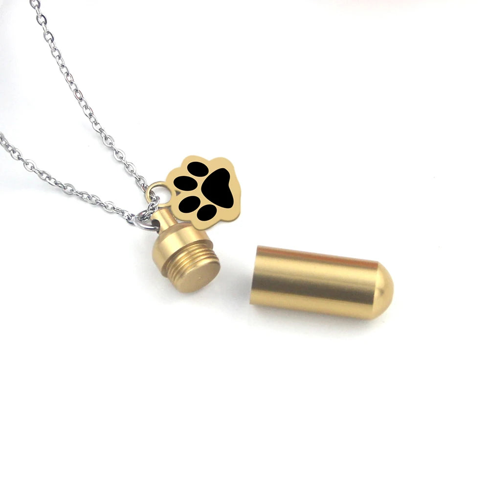 Polychrome Pet Paw Print Cremation Jewelry Urn Necklace for Ashes for Human/Pet Memorial Ashes Necklace Keepsake Pendant Lockets