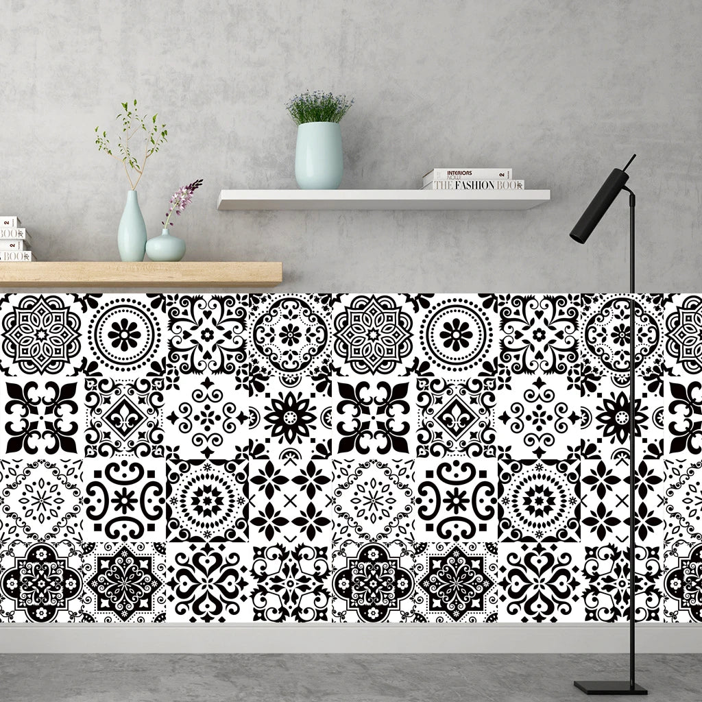 Matte Waterproof Tile Wall Stickers Set For Kitchen Bathroom PVC