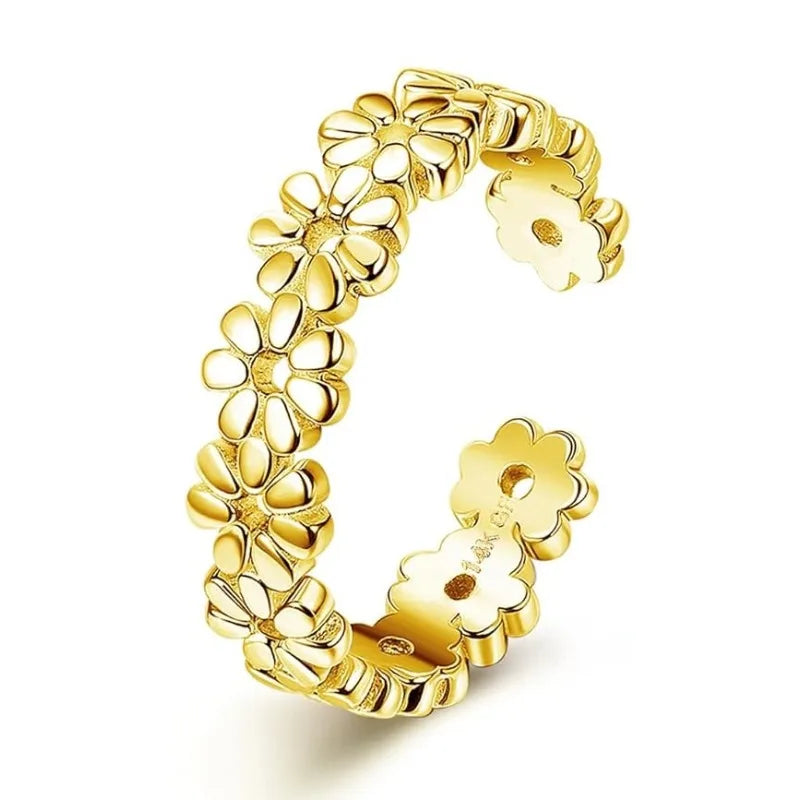 Adjustable 14K Gold Plated Toe Ring Set Featuring Cubic Zirconia