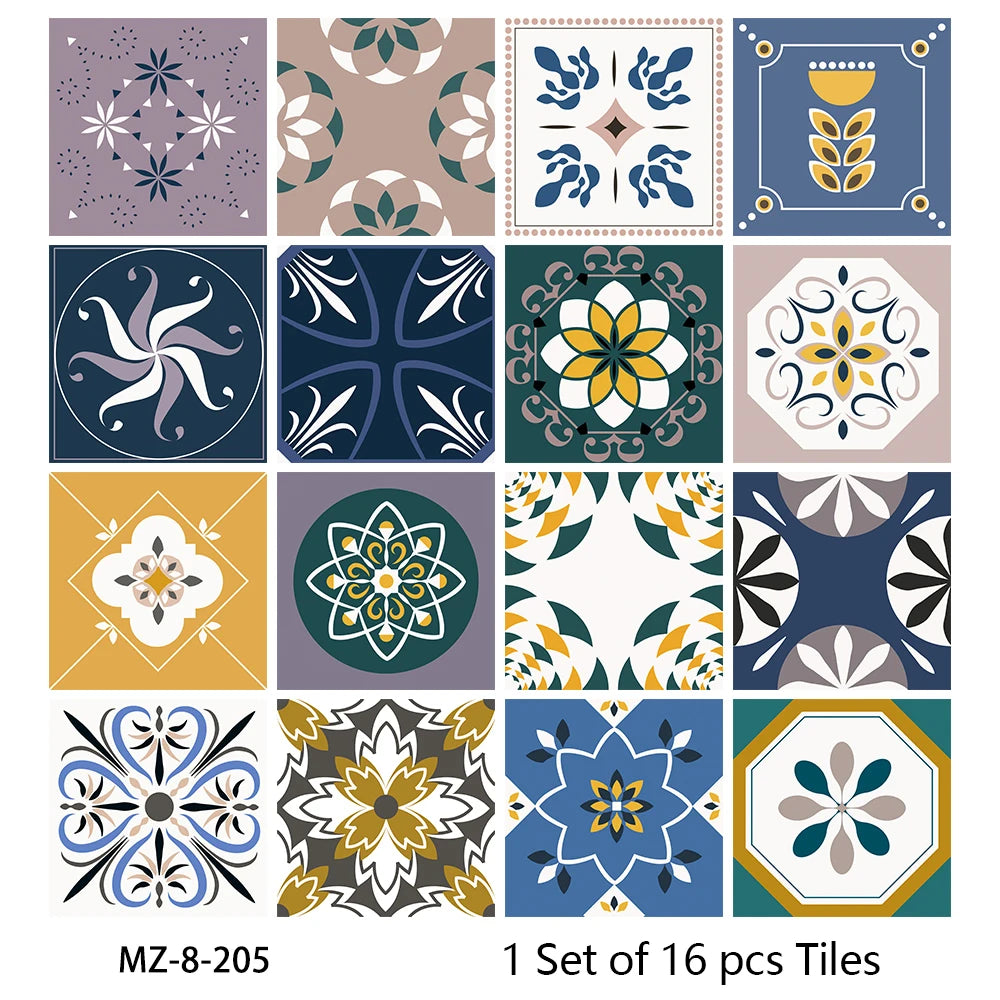 Matte Waterproof Tile Wall Stickers Set For Kitchen Bathroom PVC