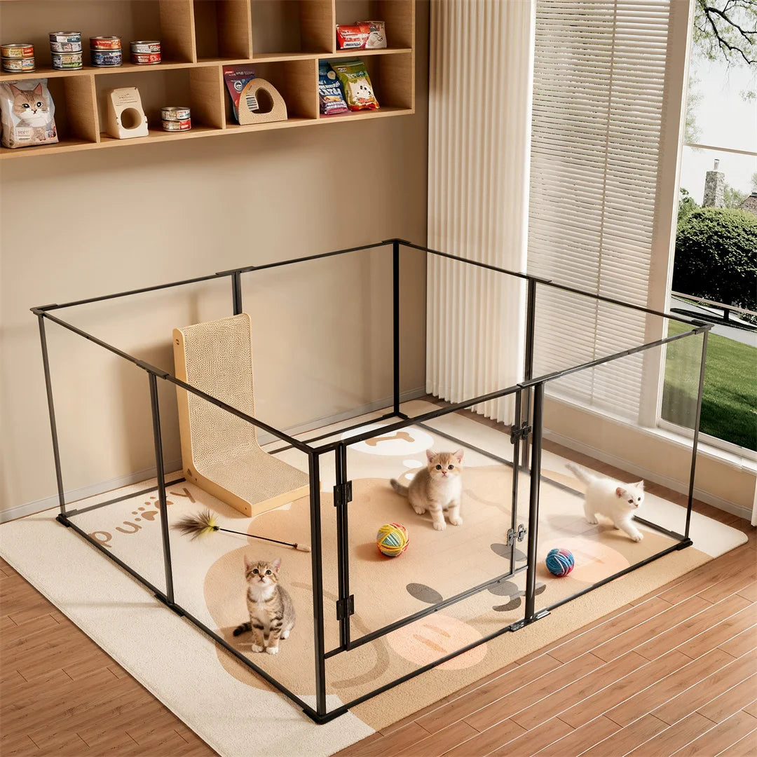 BINGOPAW Acrylic Dog Playpen Indoor Pet Exercise Area