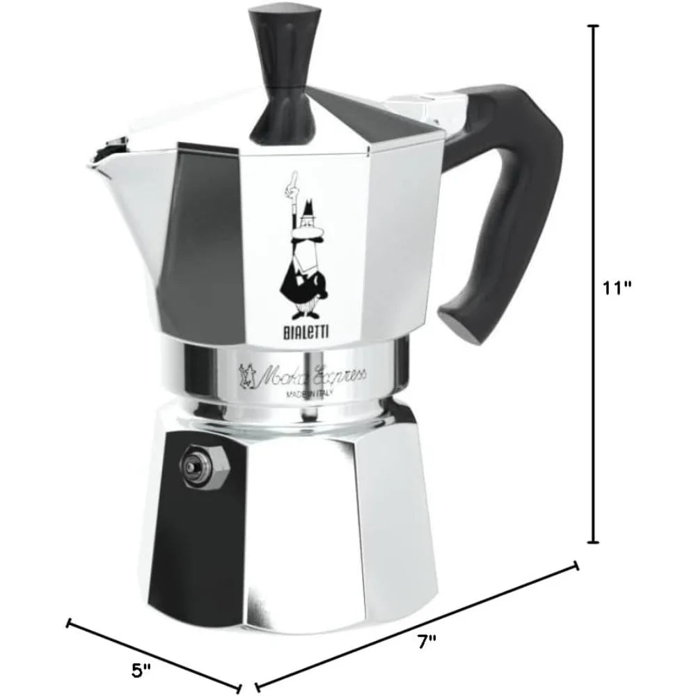 - Moka Express: Stovetop Espresso Maker, Makes Real Italian Coffee, Moka Pot 12 Cups (22 Oz - 670 Ml), Aluminium, Silver