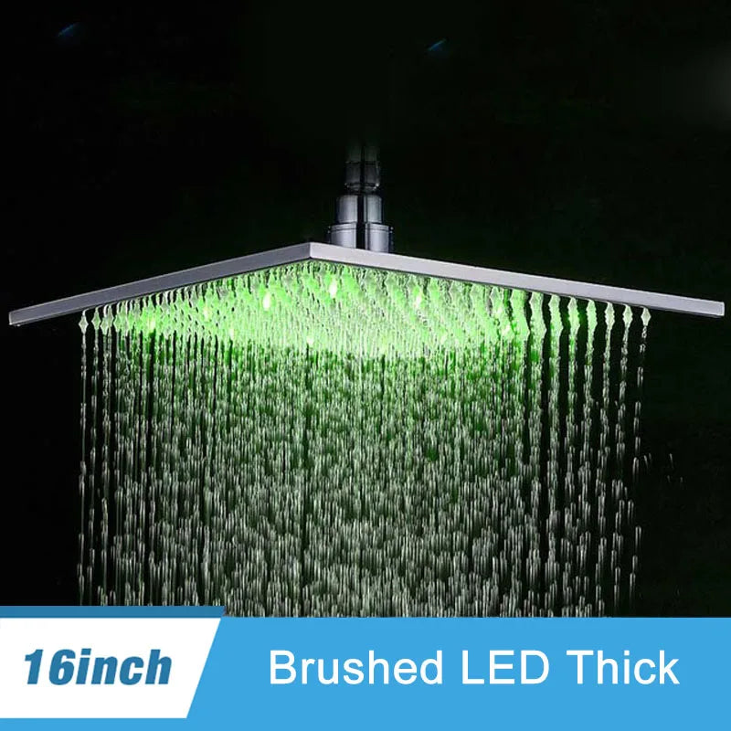 Shinesia LED Square Rainfall Showerhead With Stainless Steel Housing
