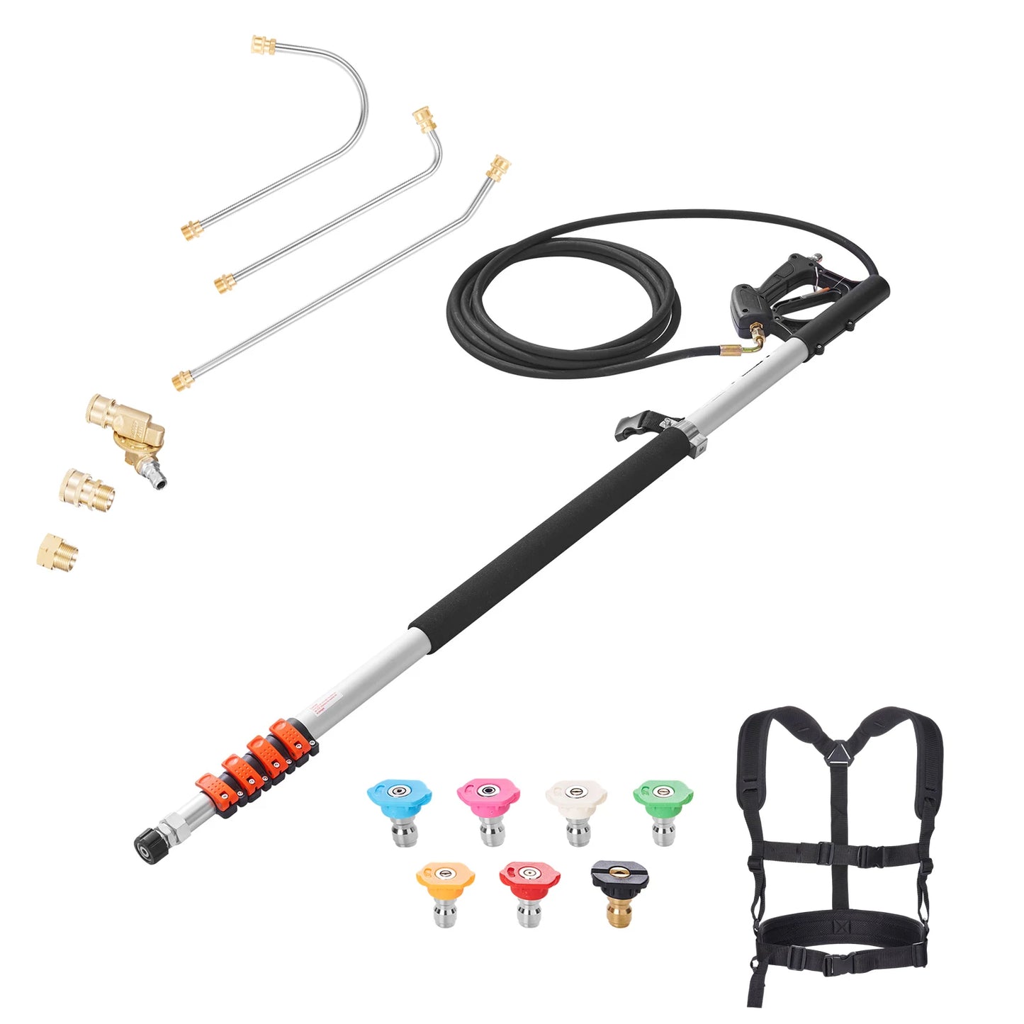 VEVOR Pressure Washer Telescoping Wand 21 ft 4000 psi Telescopic Spray Wand with Power Washer Extension Wands 7 Spray Nozzle