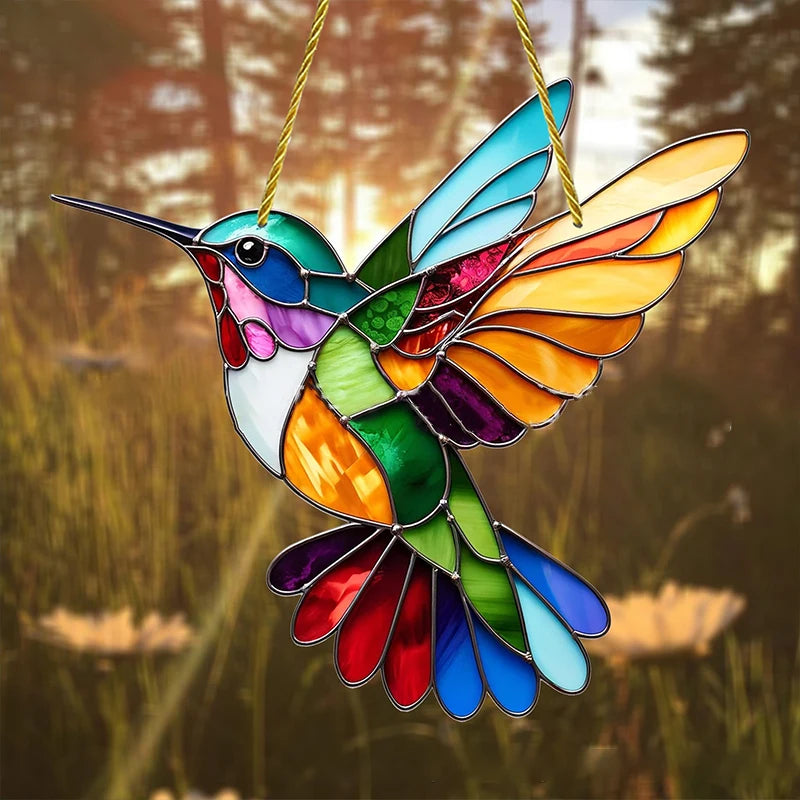 Hummingbird Sun Catcher Acrylic Stained Glass Window Decor All Seasons